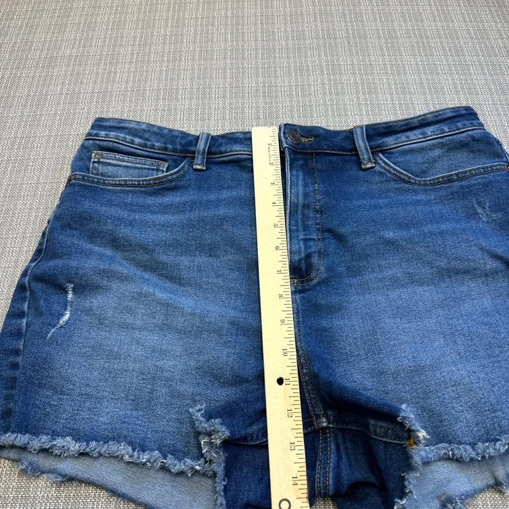 Plus Size Frayed Hem Denim Shorts size 16 Blue Summer Festival